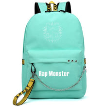 Load image into Gallery viewer, HOT Bangtan Boys Rap Monster JUNG KOOK JIMIN Backpack School Bags Mochila Travel Bags Laptop Chain Backpack Headphone USB Port