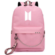 Load image into Gallery viewer, HOT Bangtan Boys Rap Monster JUNG KOOK JIMIN Backpack School Bags Mochila Travel Bags Laptop Chain Backpack Headphone USB Port