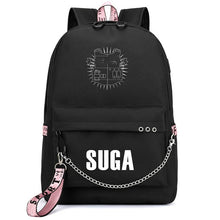Load image into Gallery viewer, HOT Bangtan Boys Rap Monster JUNG KOOK JIMIN Backpack School Bags Mochila Travel Bags Laptop Chain Backpack Headphone USB Port