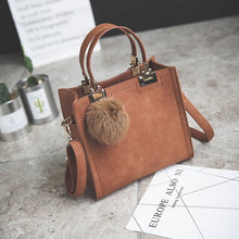 Load image into Gallery viewer, WANGKA handbag women shoulder bag luxury handbags women bags designer High-grade Scrub leather messenger bag Hairball women bag
