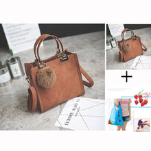 Load image into Gallery viewer, WANGKA handbag women shoulder bag luxury handbags women bags designer High-grade Scrub leather messenger bag Hairball women bag