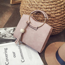 Load image into Gallery viewer, Fashion Women PU Leather Handbag Tassel Shoulder Bag Women Top Handle Totes Metal Ring Crossbody Bags Vintage Messenger Bags