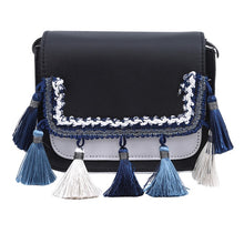 Load image into Gallery viewer, Fashion Women PU Leather Handbag Tassel Shoulder Bag Women Top Handle Totes Metal Ring Crossbody Bags Vintage Messenger Bags