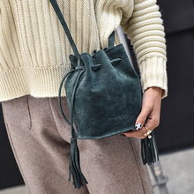 Load image into Gallery viewer, Fashion Women PU Leather Handbag Tassel Shoulder Bag Women Top Handle Totes Metal Ring Crossbody Bags Vintage Messenger Bags