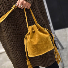 Load image into Gallery viewer, Fashion Women PU Leather Handbag Tassel Shoulder Bag Women Top Handle Totes Metal Ring Crossbody Bags Vintage Messenger Bags