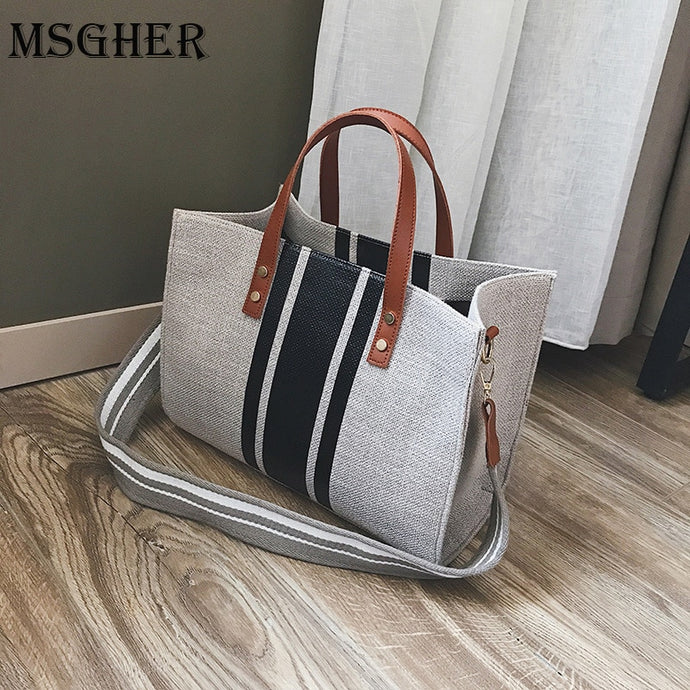 MSGHER Women Canvas Bags Famous Brands Handbag Casual Female Bag Trunk Tote Ladies Shoulder Bag Large Messenger Bag